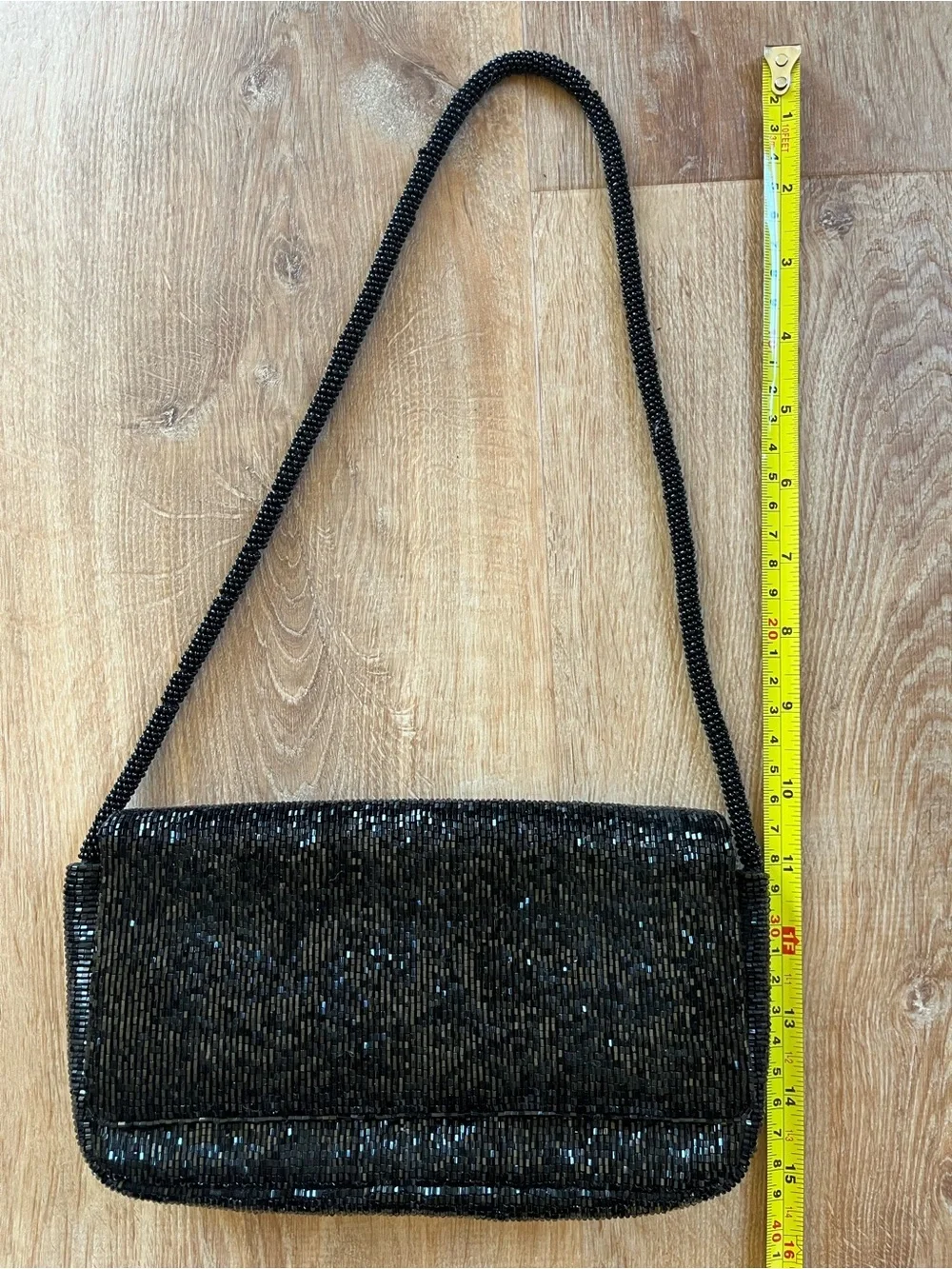 Black Beaded Evening Shoulder Bag